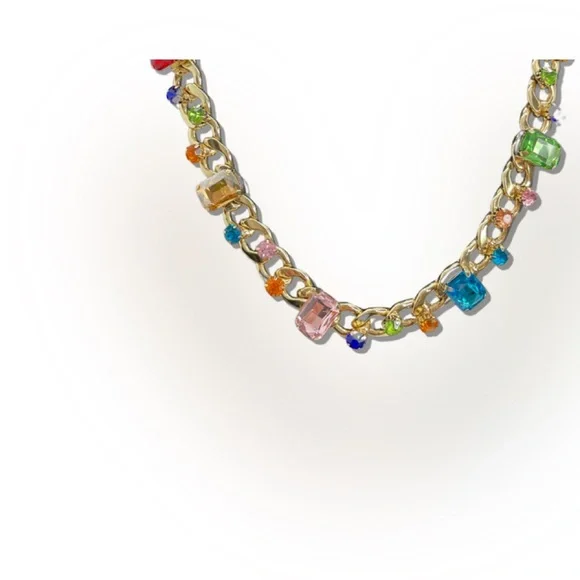 Rhinestone Cuban Link Necklace - Picture 4 of 8